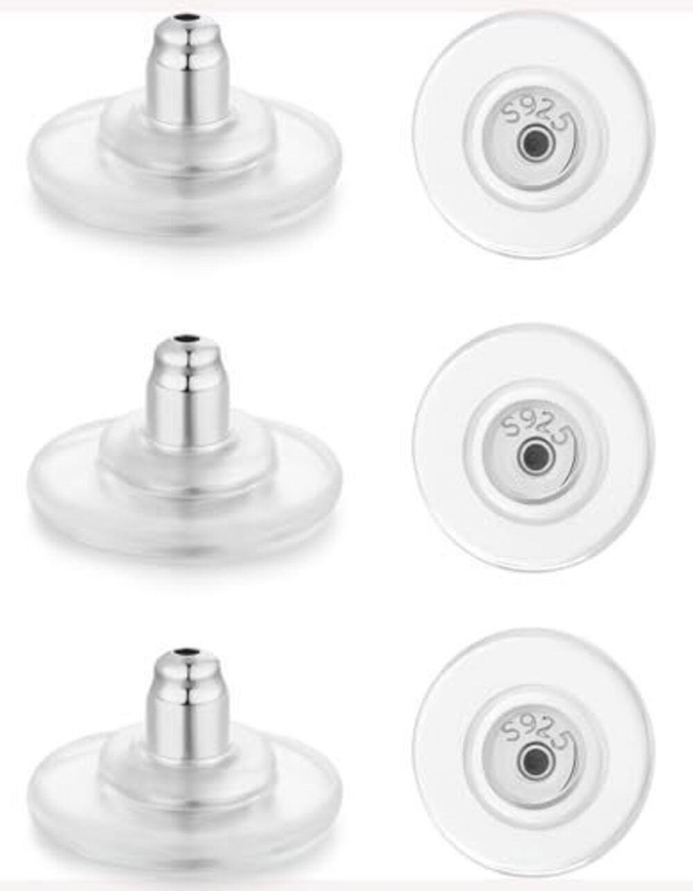 9497 925 Sterling Silver Locking Earring Backs Replacements, 18K Gold